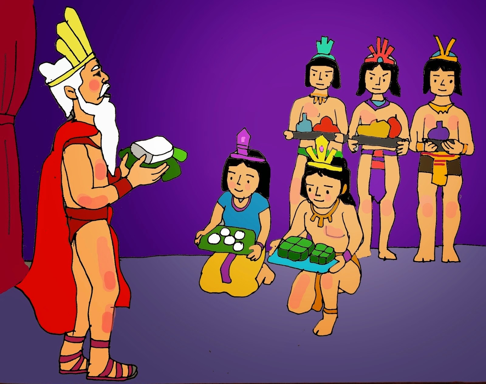 Prince Lang Lieu presents his humble chung cake to the 6th Hung King, demonstrating that meaningful simplicity triumphs over elaborate luxury in Vietnamese culture.